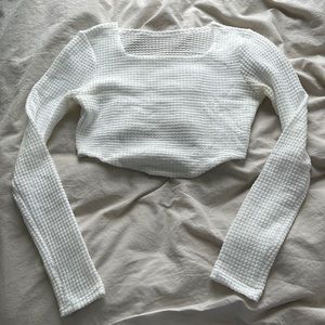 White waffle long sleeve
